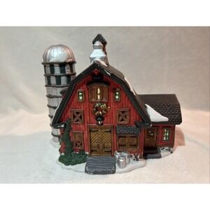 O'Well Lighted Porcelain Vintage Christmas‎ Village Barn & Silo 1997
